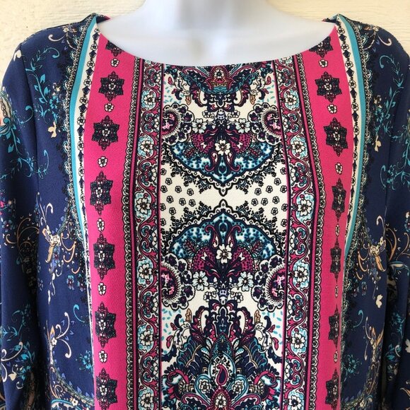 Petite Medium Chico’s Medallion Tie Sleeve Fully Lined Dress Size 8 - Picture 12 of 16